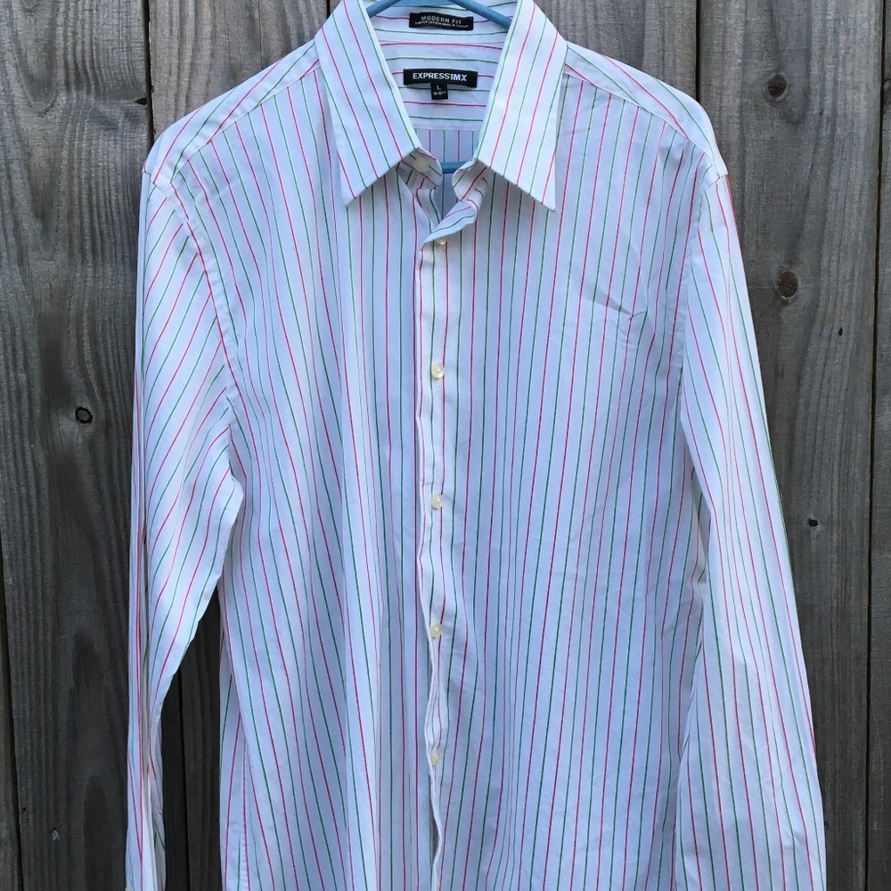 Express 1MX Modern Fit Button Down Shirt White